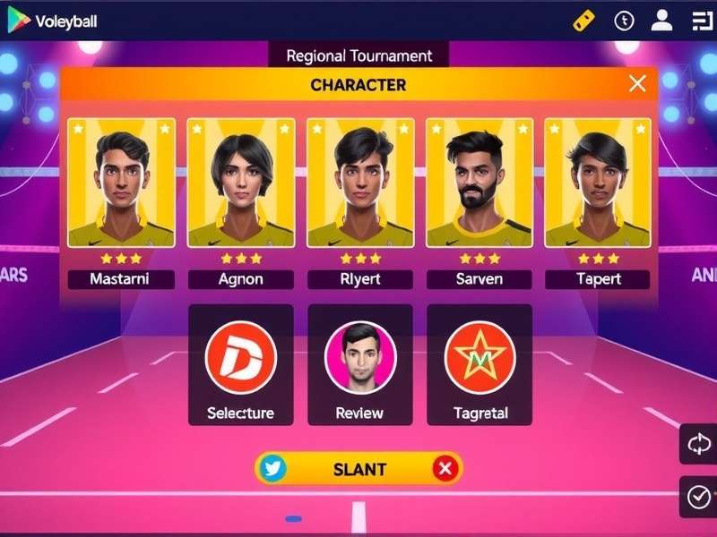 Pro Andhra Volleyball character selection screen